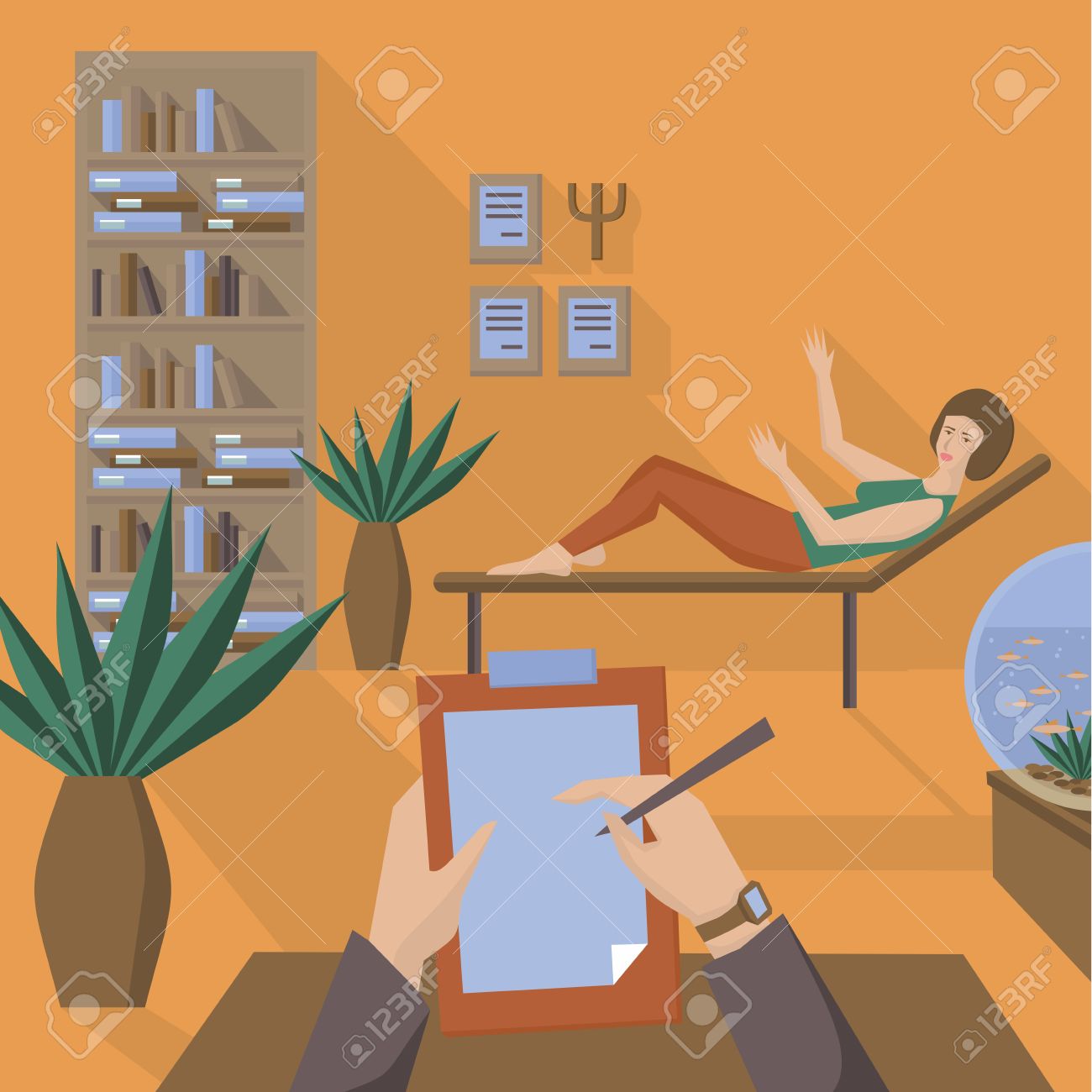 Flat Psychologist Office Flat Girl With Psychological Problems