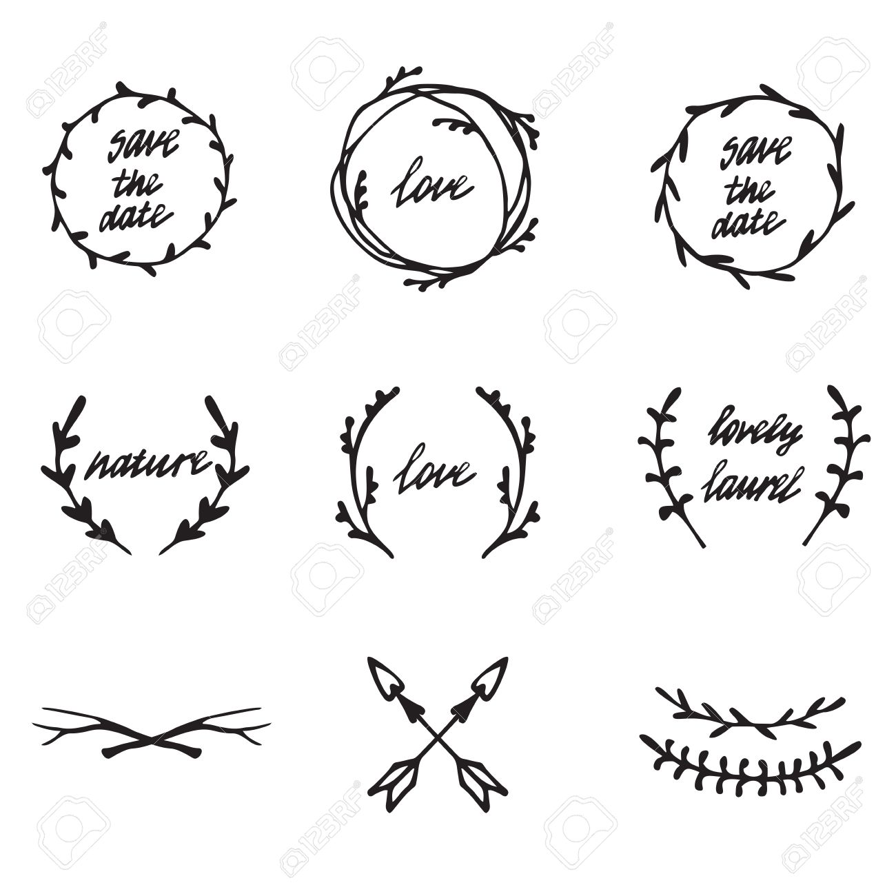 Hand Drawn Illustration Vintage Decorative Lovely Set Of Laurels Branches And Wreaths Doodle Greek Ancient Wreath Text Dividers And Borders With Laurel Leaves Decorative Design Elements Royalty Free Cliparts Vectors And Stock