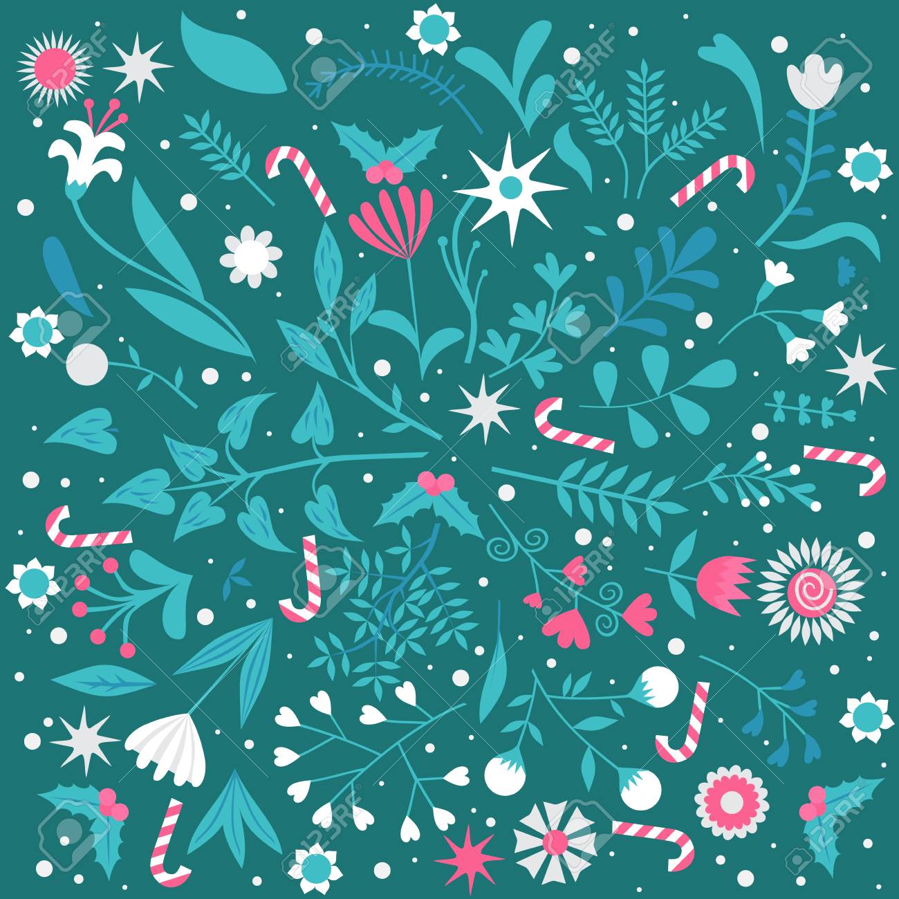 Weihnachtskarten Und Winter Design Blumen Zweige Blatter Mit Schneeflocke Gesetzt Stilisierte Blumen Im Retro Stil Farbige Bouquet Isoliert Blumen Zweigen Dekorative Artikel Fur Vorlagen Hochzeitseinladungen Und Geburtstagskarten Lizenzfrei