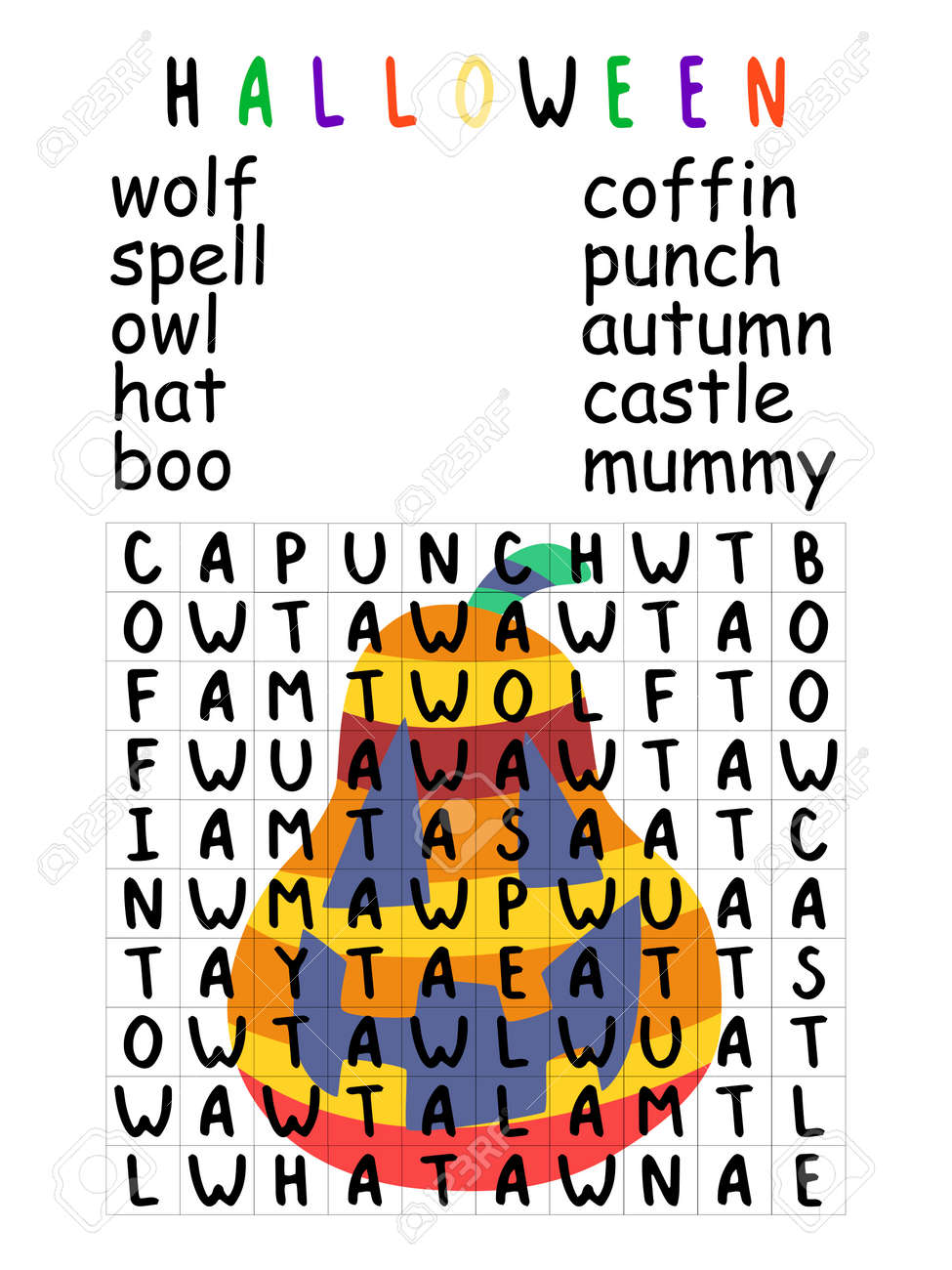 easy-halloween-word-search-puzzle-for-kids-stock-vector-illustration-educational-english-word-game-for-elementary-and-middle-school-students-funny-word-search-printable-vertical-children-worksheet-royalty-free-svg-cliparts-vectors