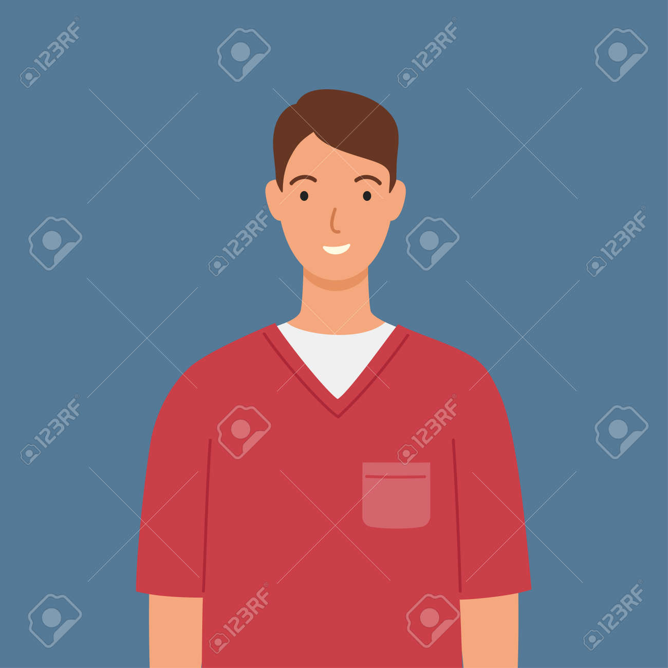 Male nurse in red medical robe. Vector illustration in a flat style. - 168597164 Male nurse in red medical robe. Vector illustration in a flat style. - 168597164