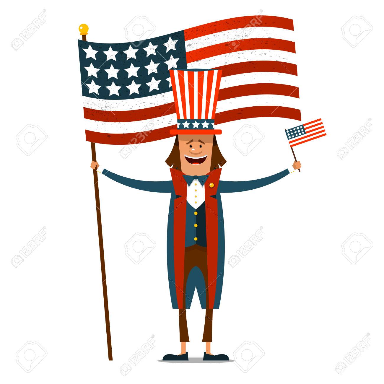 Bandera de Estados Unidos y el tío Sam Sombrero 4TH Julio Fancy Dress American día de la independencia