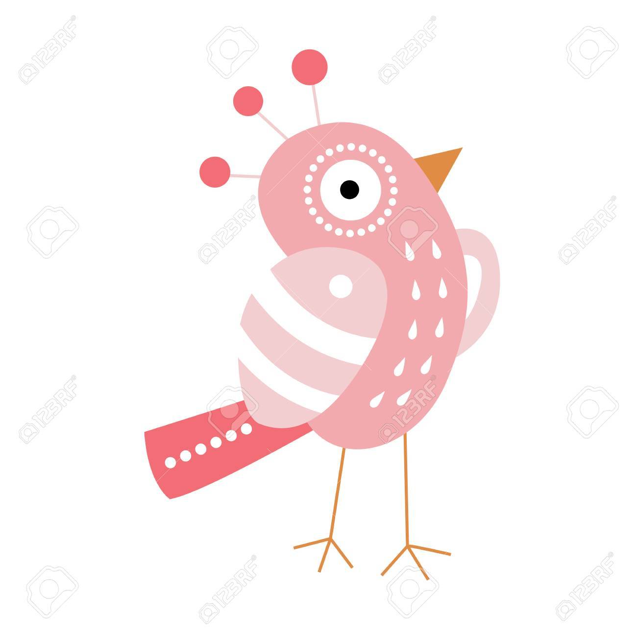 ピンクのかわいい鳥 アニメーションの漫画のキャラクター ベクター グラフィックは 白い背景で隔離 のイラスト素材 ベクタ Image