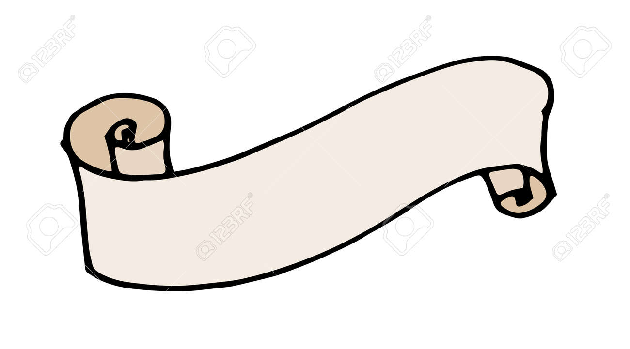 Vector Of Twisted Scrolls Of Light Brown Color. The Vector Is A Twisted  Scroll Of Light Brown Color. Spiral Ribbon Banners Drawn In The Style Of  Doodles, With A Black Outline And, image size:1300x721