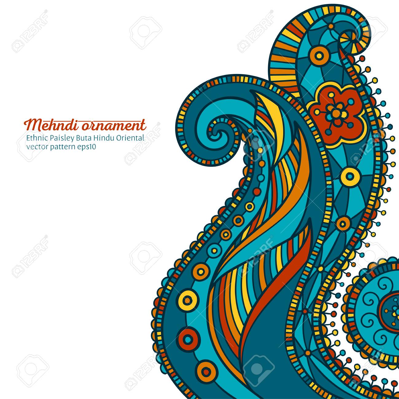 Mehndi Vector Pattern Ethnic Paisley Buta Hindu Oriental Ornament