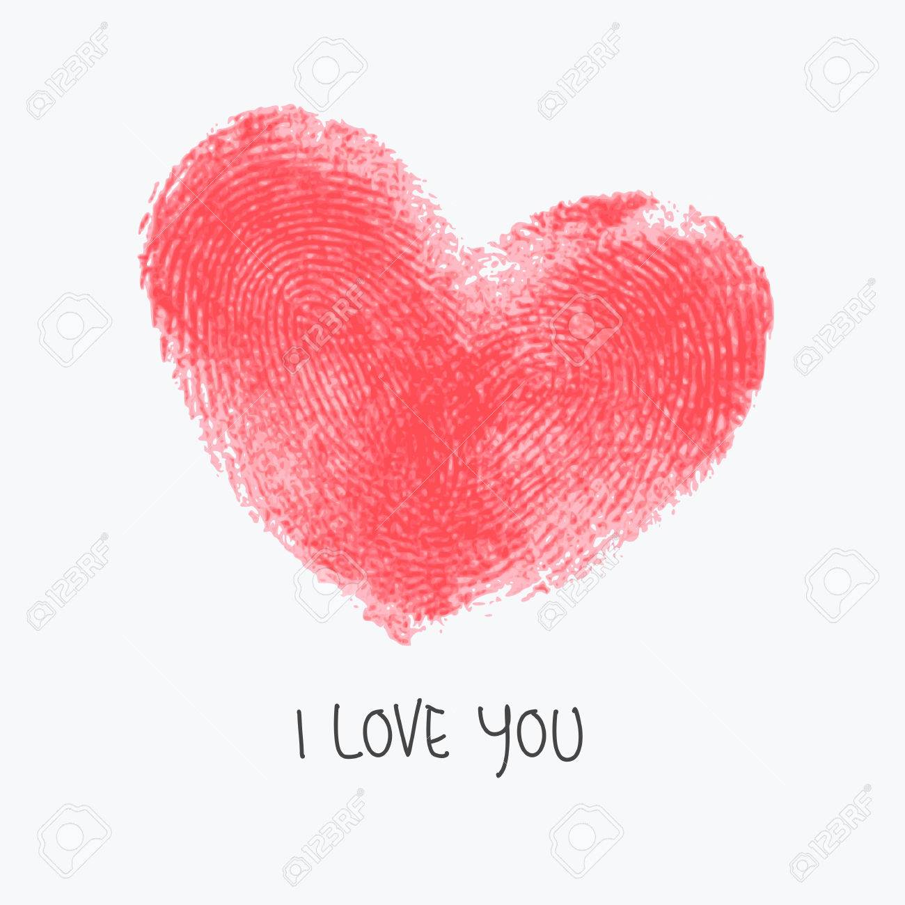 二重指紋の心と創造的なポスター 白とテキストのサンプルの分離した赤の現実的な拇印です 結婚式 新婚旅行 バレンタインデーやロマンチックなデザインの実際指印刷の トレースのイラスト素材 ベクタ Image
