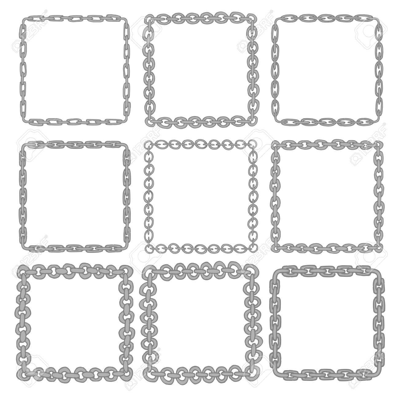 set of 9 decorative square iron border frames silver square
