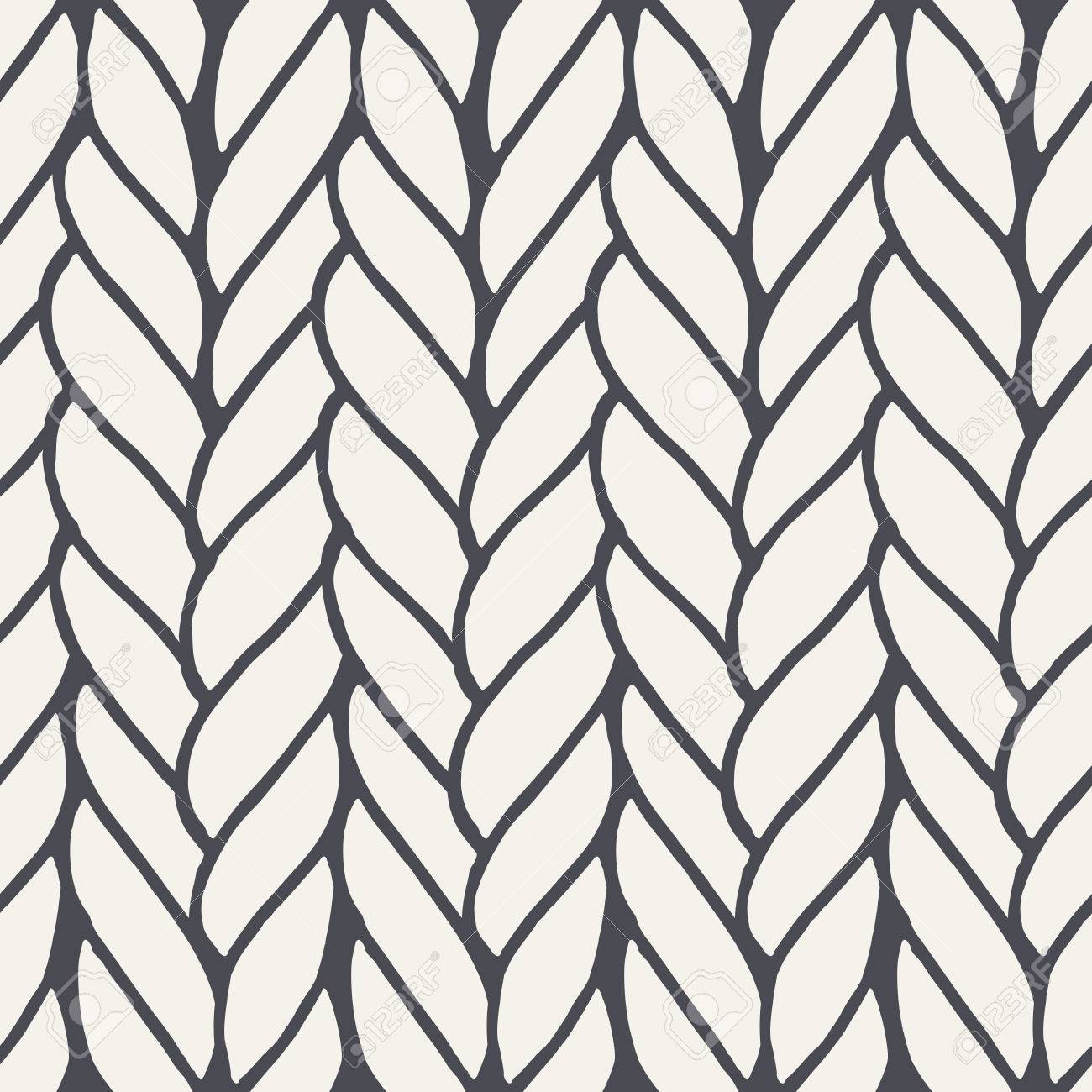 Decorative Knitting Braids Seamless Pattern Endless Hand Drawn
