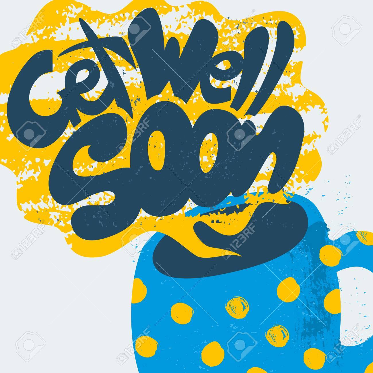 get well soon decorative card hand drawn poster with polka dot