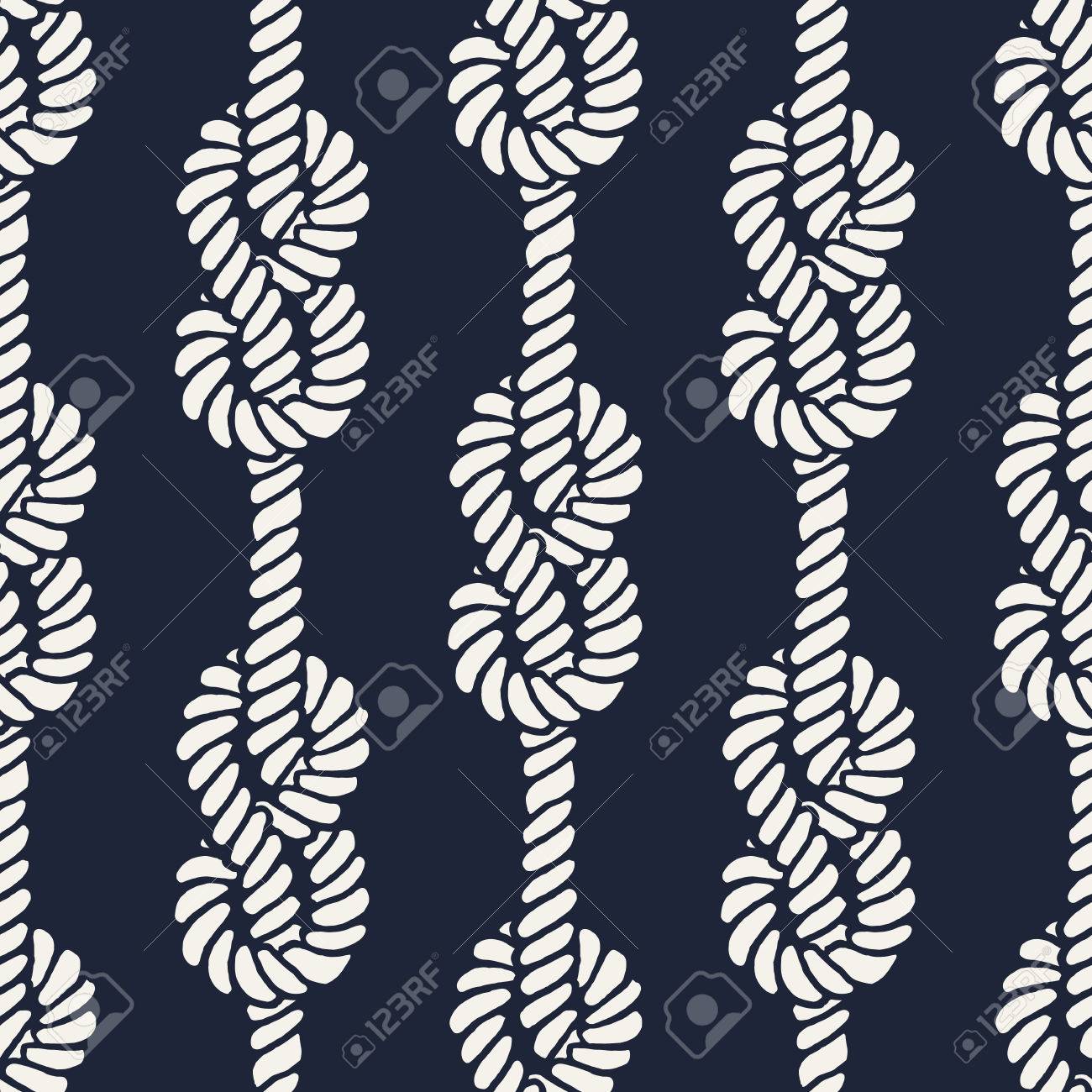 シームレスな航海ロープ模様 白輪の飾りと無限の海軍イラスト 暗い青い背景で海洋 8の字ノット トレンディな海洋スタイルの背景 ファブリック 壁紙 ラッピングの のイラスト素材 ベクタ Image