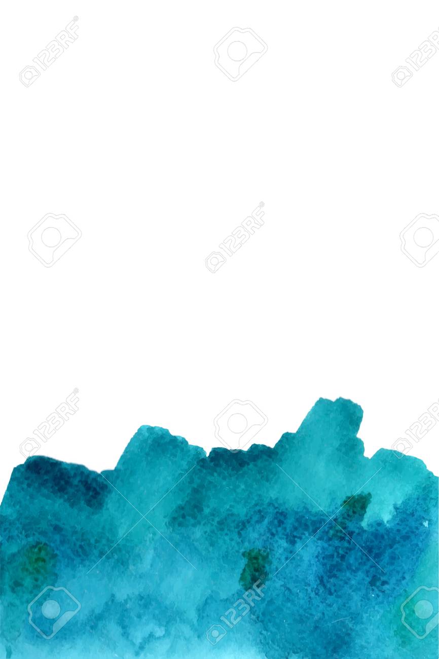 blue water isolated spot on white background watercolor hand