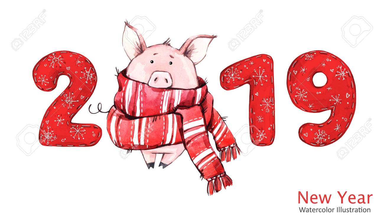 Cute Watercolour Pigs Personalised Baby Shower Bunting Party Banner