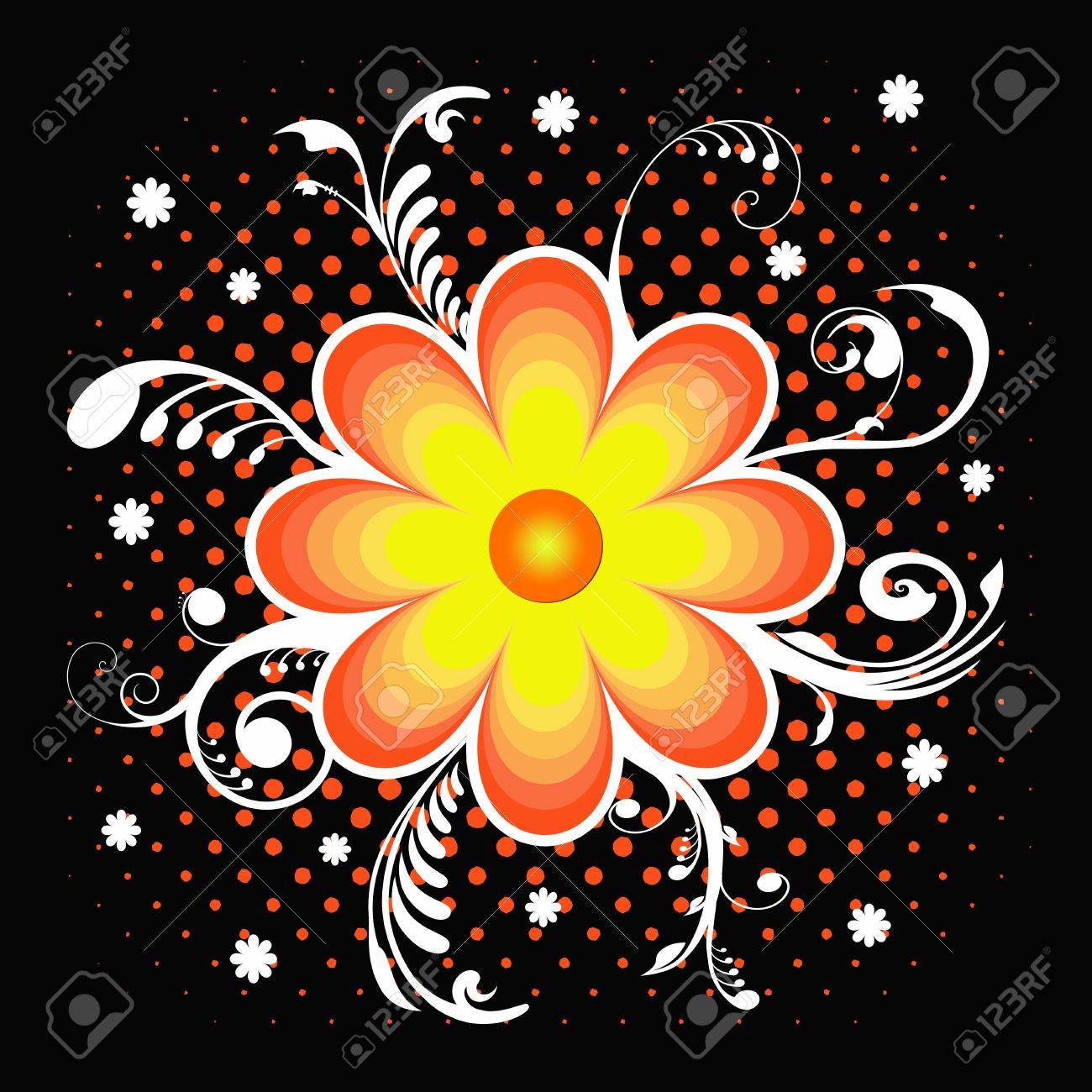 壁紙黒の背景に花の装飾で の写真素材 画像素材 Image