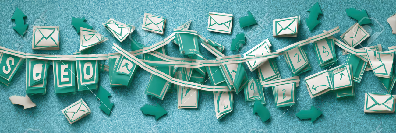 Vibrant paper elements for SEO and email marketing are displayed on a teal surface, showing digital ideas. - 256769708 Vibrant paper elements for SEO and email marketing are displayed on a teal surface, showing digital ideas. - 256769708