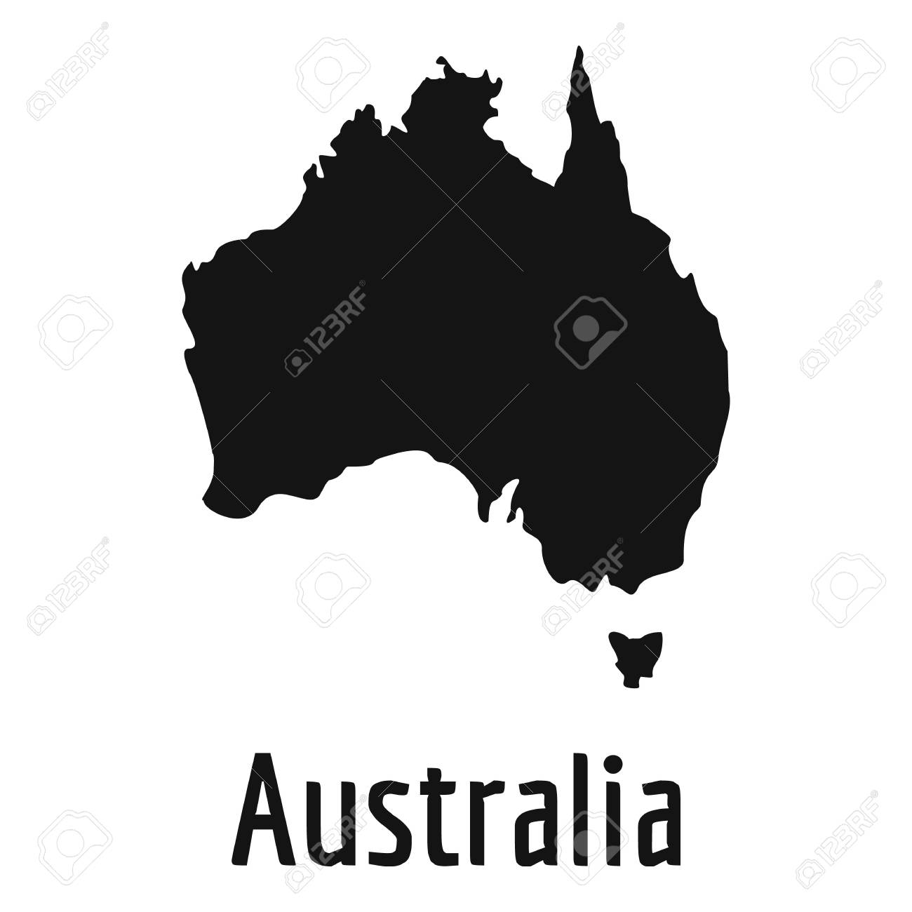 australia map in black simple illustration of australia map vector isolated on white background foto