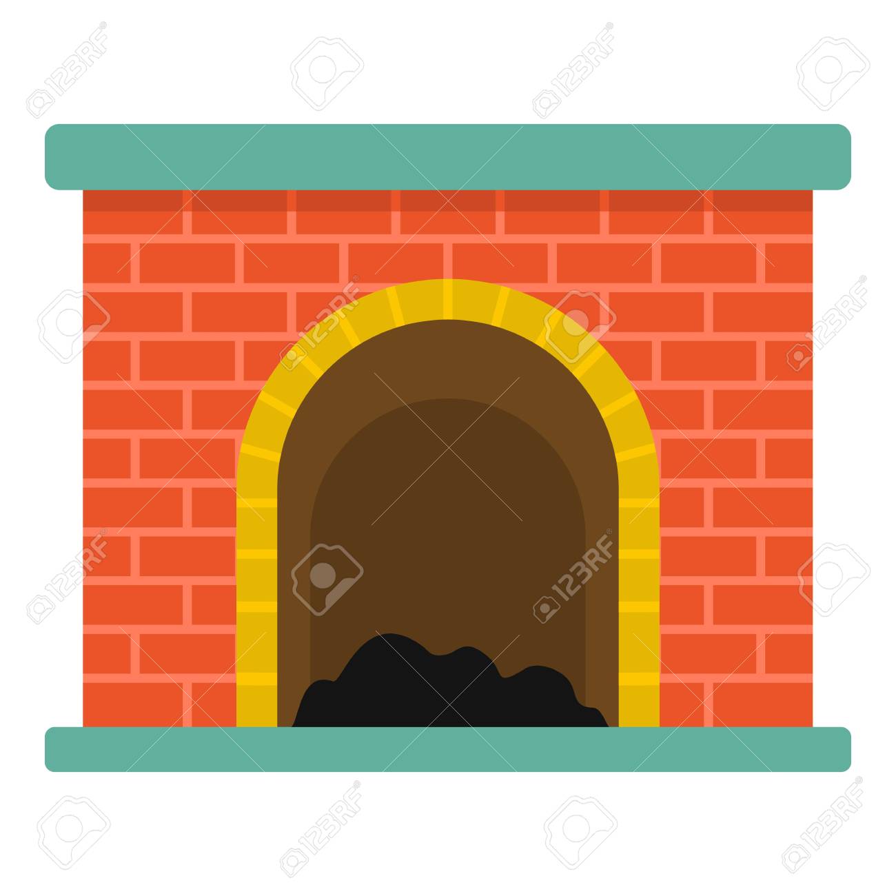 Brick Fireplace Icon Cartoon Illustration Of Brick Fireplace