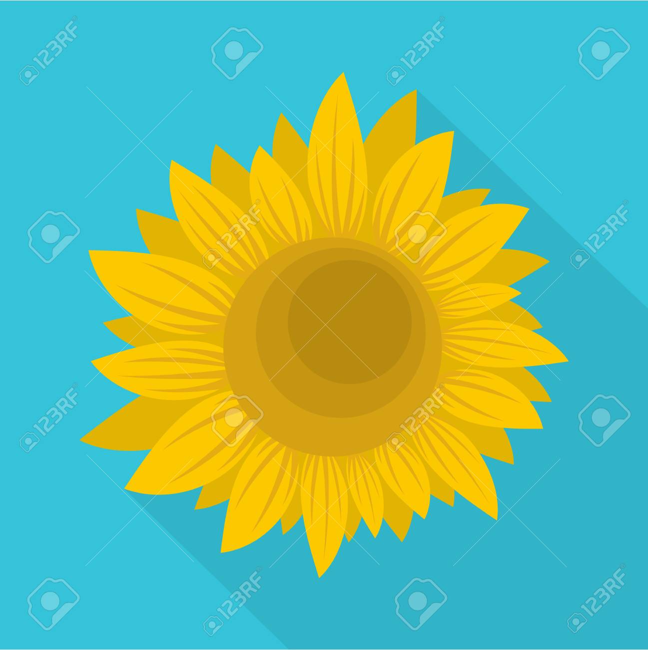 夏のひまわりのアイコン ウェブのための夏のヒマワリベクトルアイコンのフラットイラストのイラスト素材 ベクタ Image