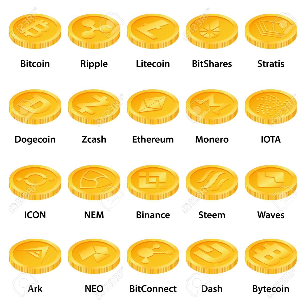 Cryptocurrency Types Icons Set. Royalty Free SVG, Cliparts, Vectors, and  Stock Illustration. Image 97686818.