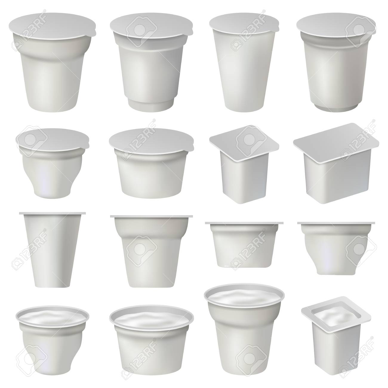 Download Yogurt Cup Box Dessert Packaging Mockup Set Realistic Illustration Royalty Free Cliparts Vectors And Stock Illustration Image 102546141