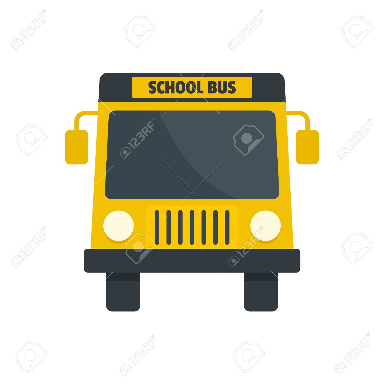 yellow school mini bus icon flat style foto royalty free gravuras