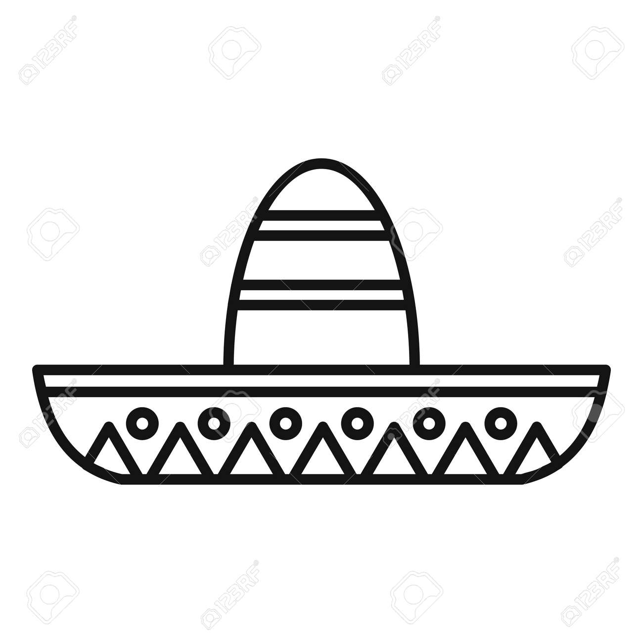 Mexican Sombrero Icon, Outline Style Stock Photo, Picture and Royalty Free  Image. Image 159756499., image size:1300x1300