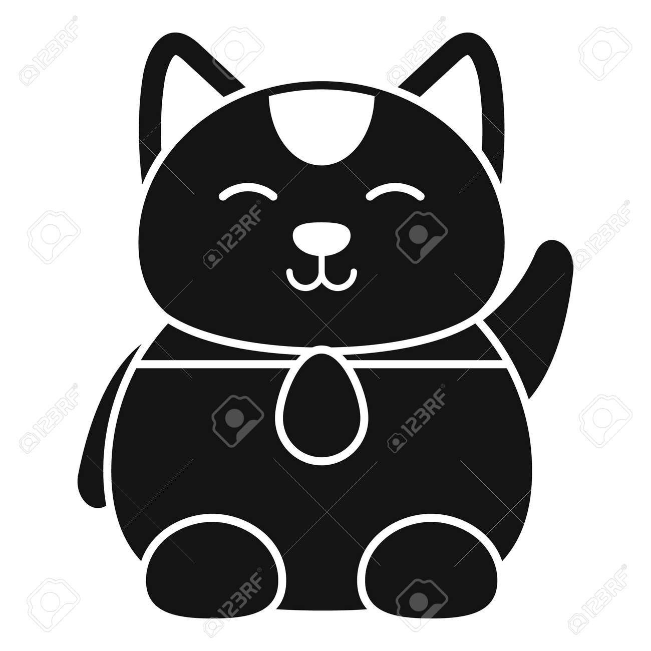 コインラッキーキャットアイコンのシンプルなベクター画像。日本猫。中国のお金のイラスト素材・ベクター Image 190168506