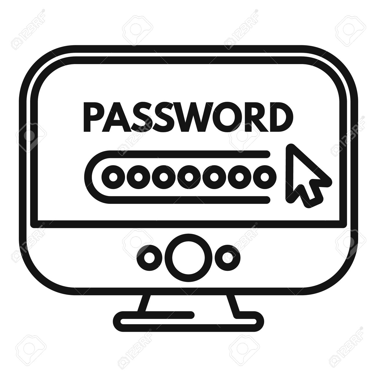 컴퓨터 암호 보호 아이콘 개요 벡터 개인 비디오 변경 재설정 로열티 무료 사진, 그림, 이미지 그리고 스톡포토그래피. Image  198238701