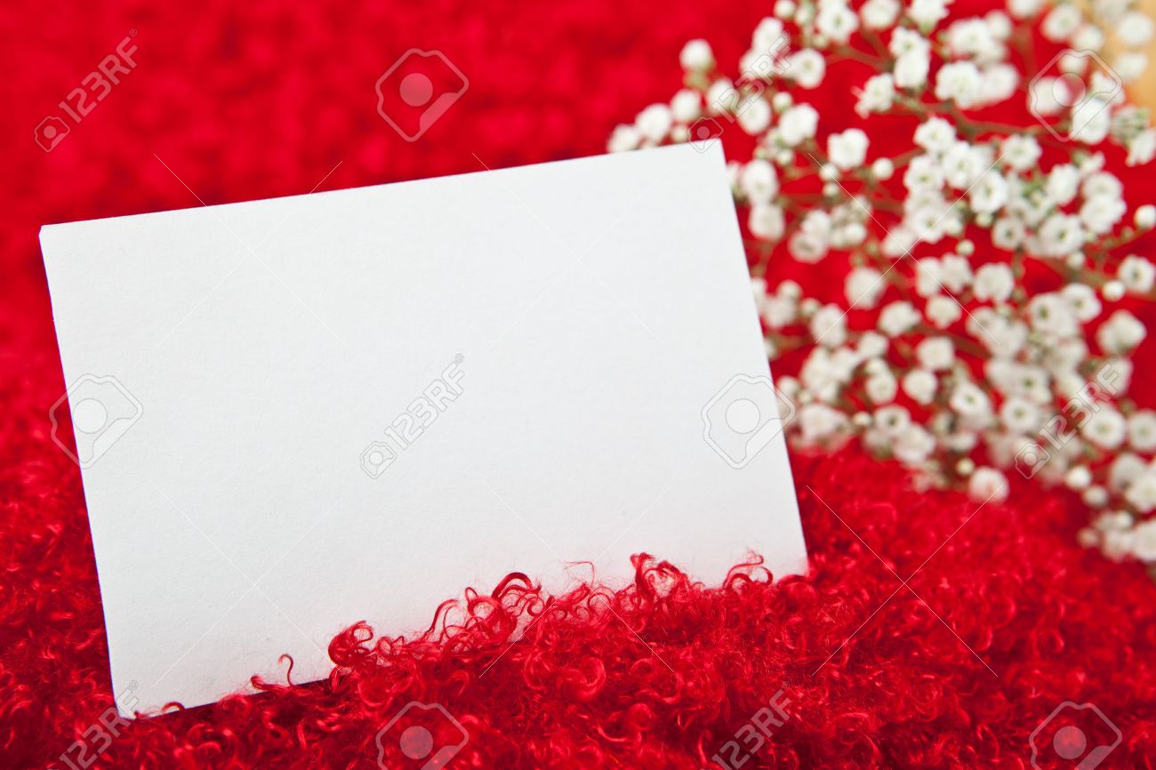Blank Invitation Card In White Flowers On Shaggy Red Fabric Stock Photo Picture And Royalty Free Image Image 6169150