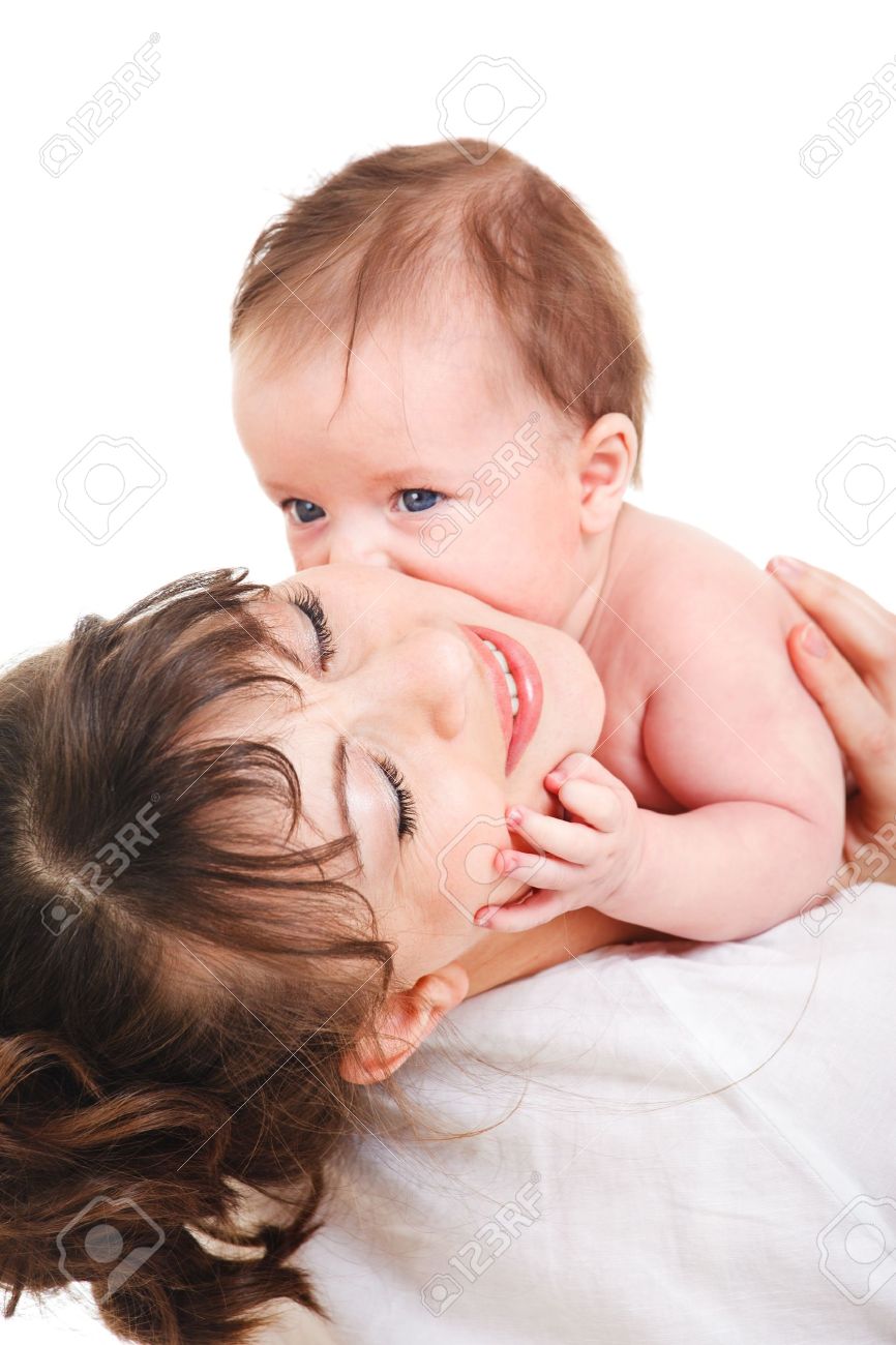 baby kiss mom