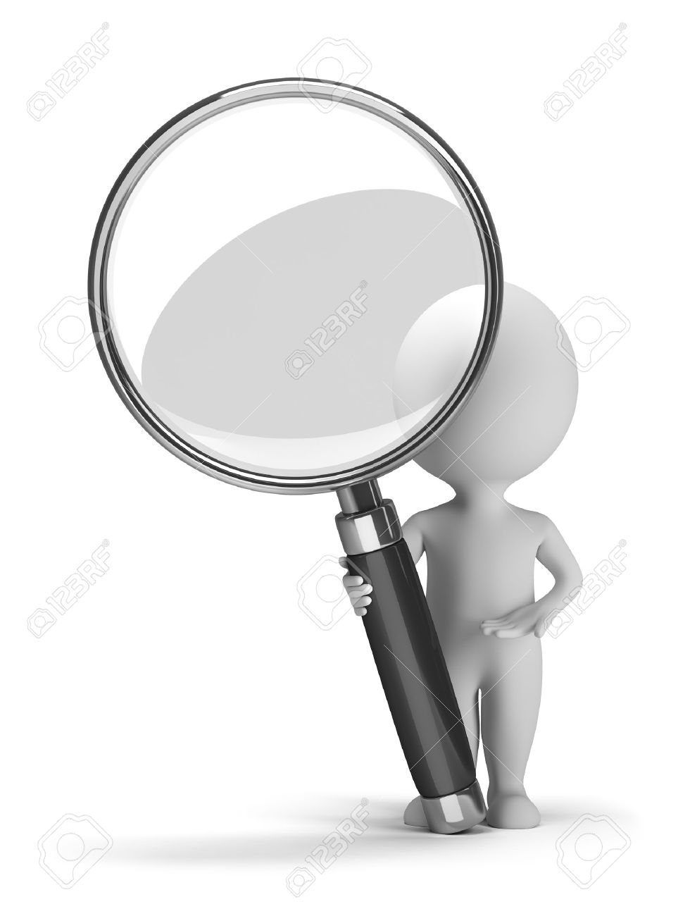 虫眼鏡で 3 D の小さい人 3 D イメージ 孤立した白い背景 の写真素材 画像素材 Image