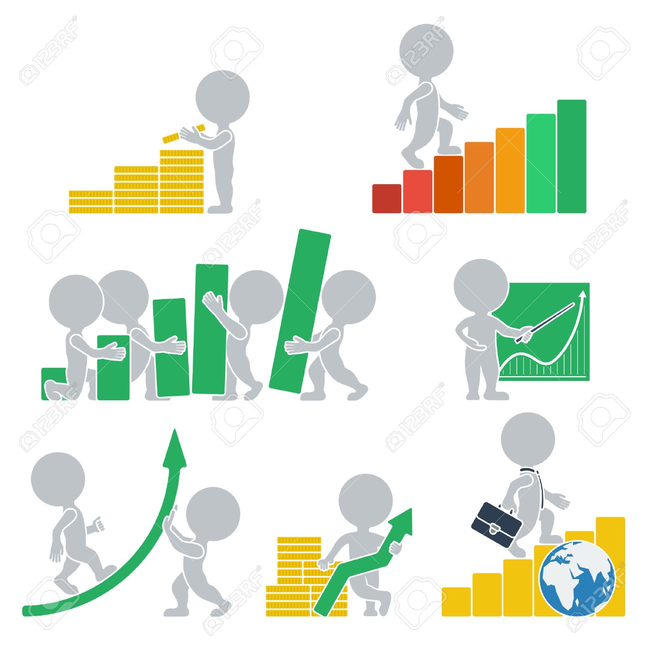 Collection icons with people flat on statistics. Vector illustration. - 24644441 Collection icons with people flat on statistics. Vector illustration. - 24644441
