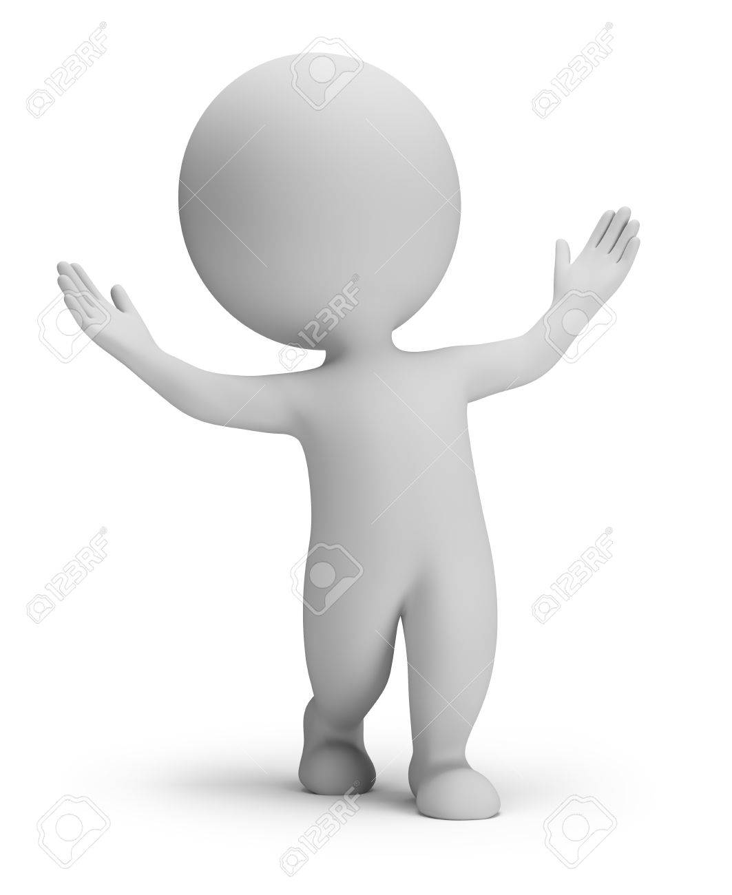 驚きの 3 D 画像のポーズで 3 D の小さい人ホワイト バック グラウンド の写真素材 画像素材 Image