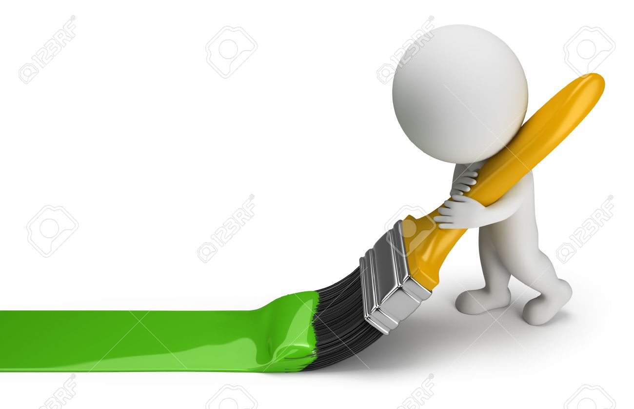 3d small person draws a green line brush 3d image White background - 26583780 3d small person draws a green line brush 3d image White background - 26583780
