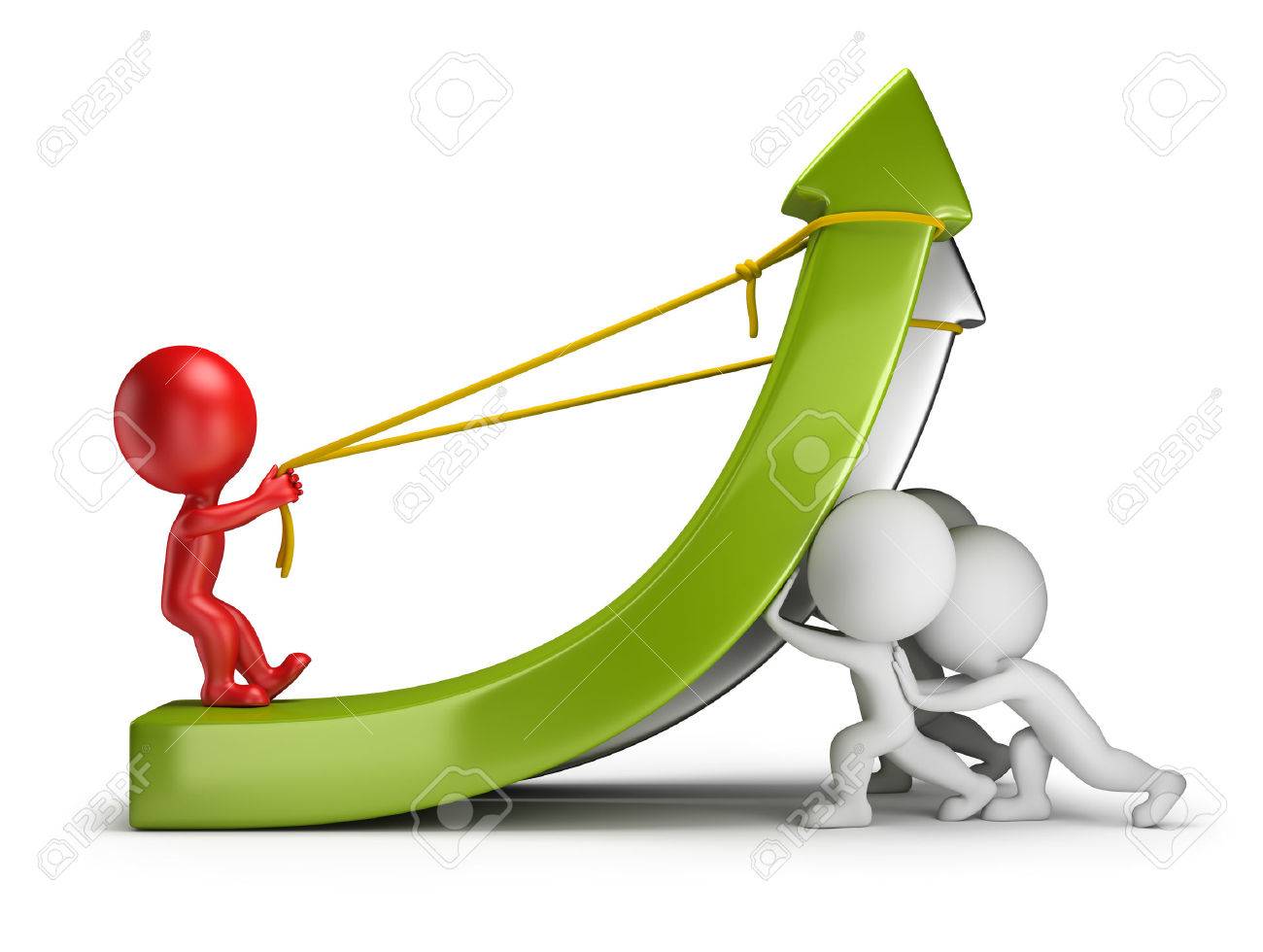 3d small people raise green arrows and guide their leader 3d image White background - 28105994 3d small people raise green arrows and guide their leader 3d image White background - 28105994