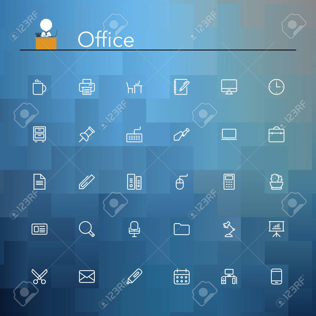 Office and workplace line Icons set. Vector illustration. - 32571194 Office and workplace line Icons set. Vector illustration. - 32571194
