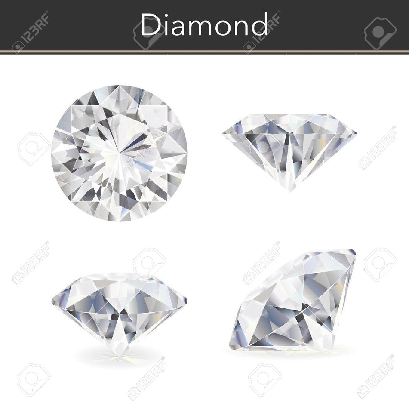 Vector photorealistic illustration of a diamond. Isolated white background. - 54246478 Vector photorealistic illustration of a diamond. Isolated white background. - 54246478