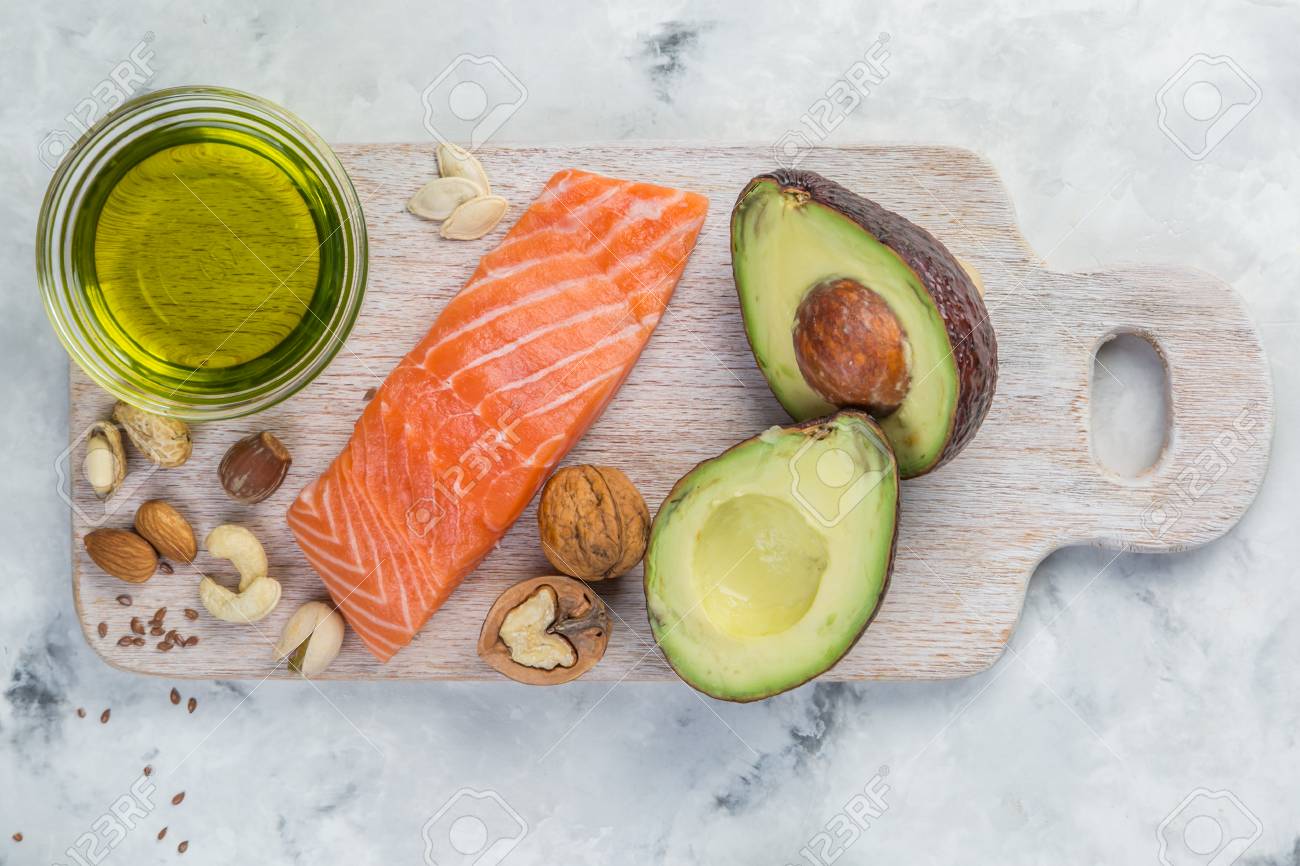 Selection of good fat sources - healthy eating concept. Ketogenic diet concept - 96626682 Selection of good fat sources - healthy eating concept. Ketogenic diet concept - 96626682