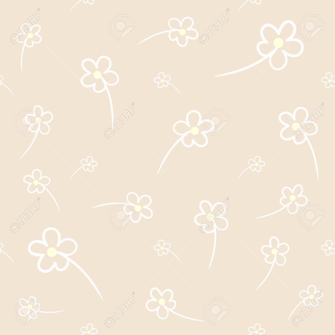 Lindo Patron Floral Sin Fisuras Fondo De Vector Con Flores Simples Dibujadas A Mano En Colores Pastel Ilustraciones Vectoriales Clip Art Vectorizado Libre De Derechos Image