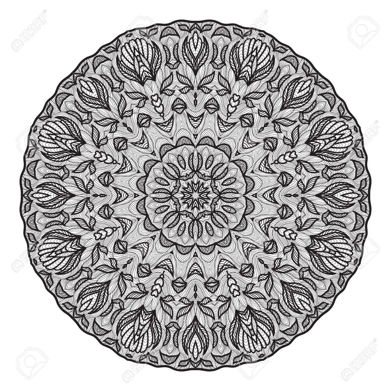 クレイジー マンダラ塗り絵 Zendoodle のテンプレートです ラウンド Zentangle のイラスト素材 ベクタ Image