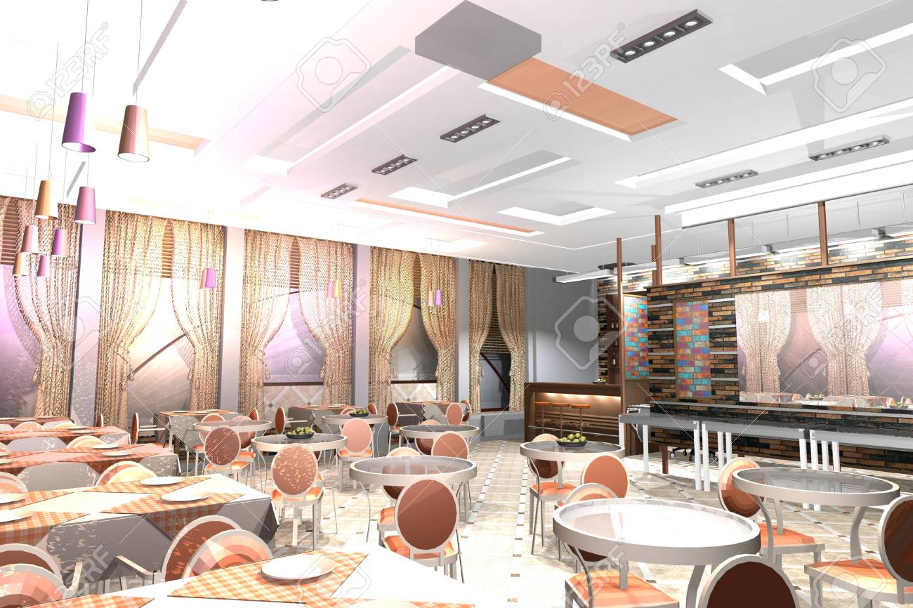 interior color slide premises of a small cafe stock photo, picture