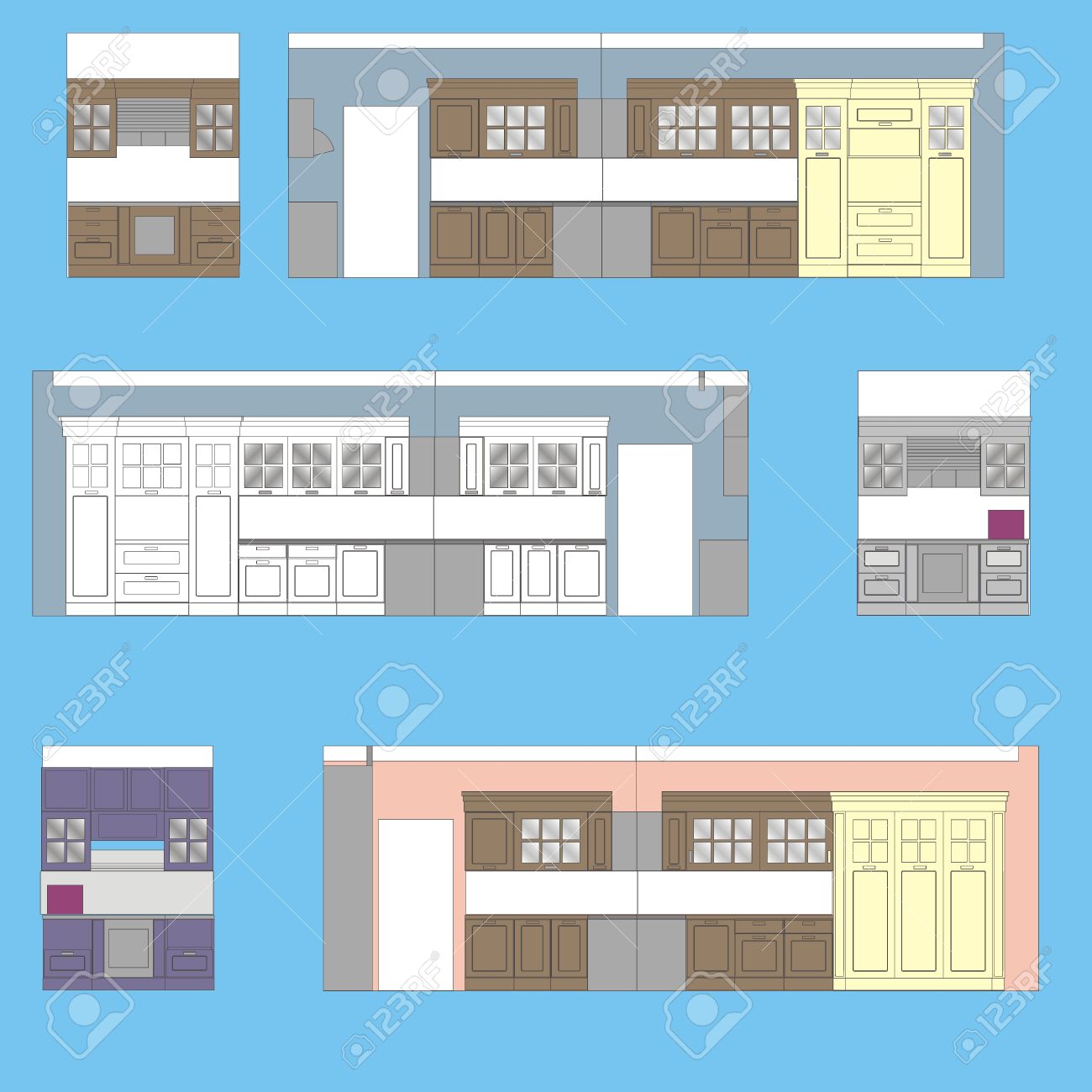 Meubles De Cuisine Numerisation Couleur De Dessin De La Paroi