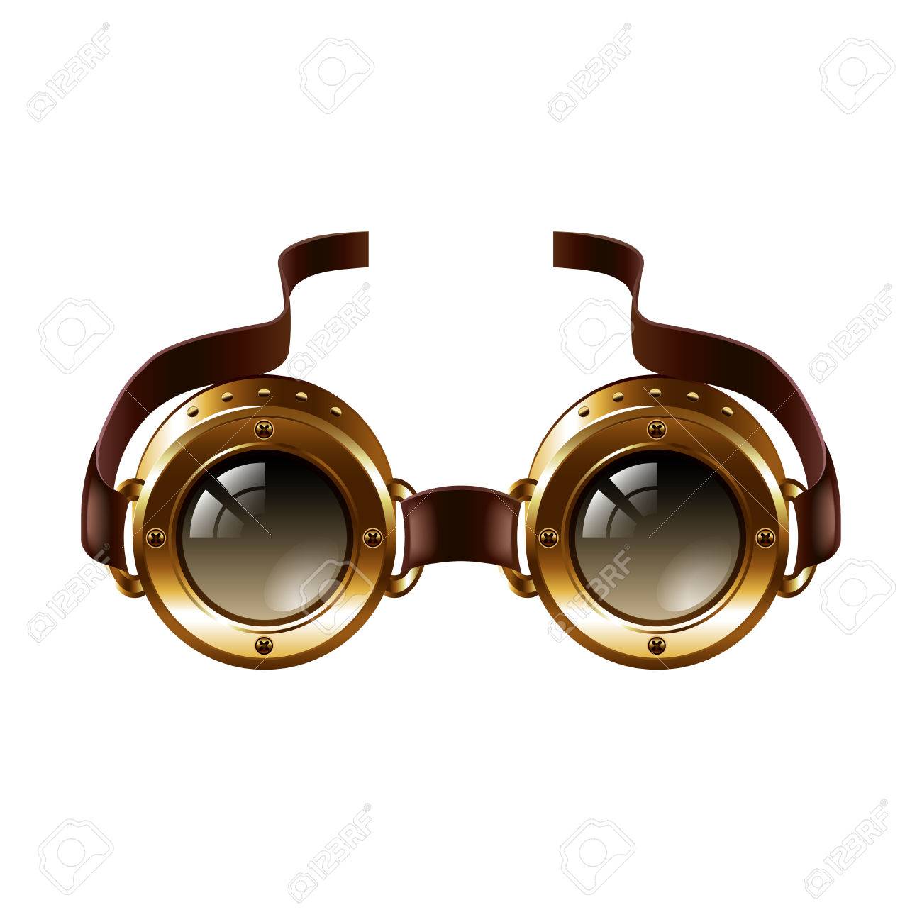 白で隔離スチーム パンクなゴーグル のイラスト素材 ベクタ Image