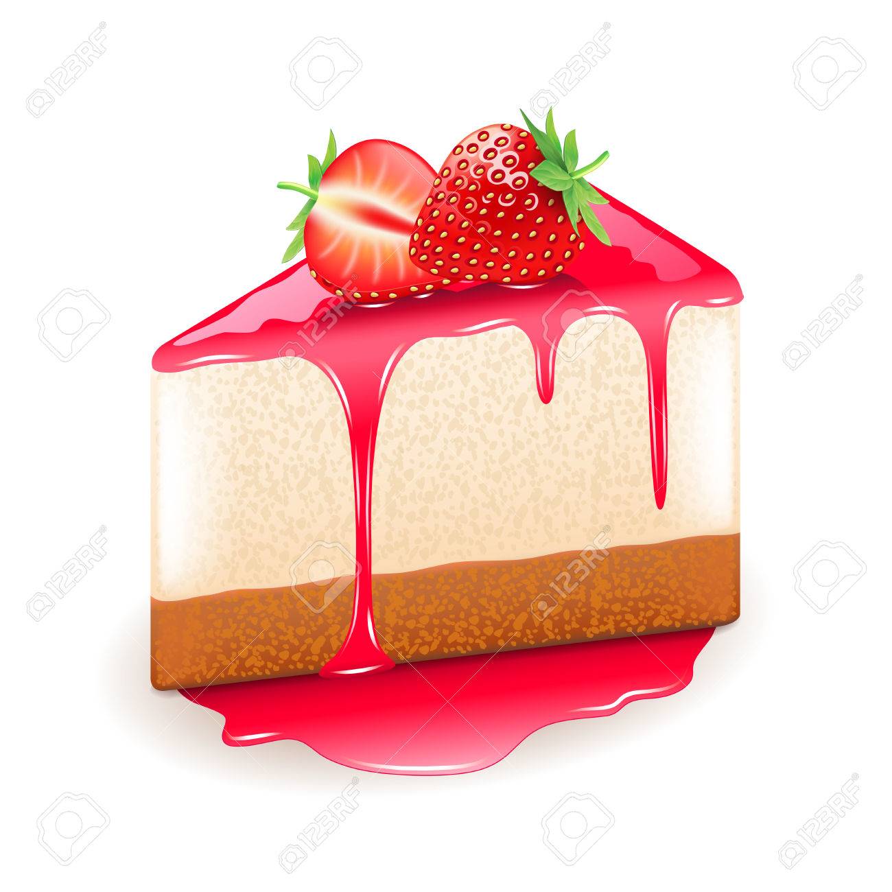 Strawberry cheesecake isolated on white photo-realistic vector illustration - 73620015 Strawberry cheesecake isolated on white photo-realistic vector illustration - 73620015