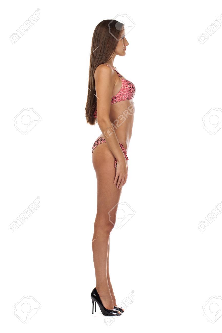 Mujer Que De Lleva En RosaAislado Entero Bikini PresiónRetrato Verano Modelo Una Broche Cuerpo BlancoConcepto Vacaciones Y Joven 5R4cALqSj3