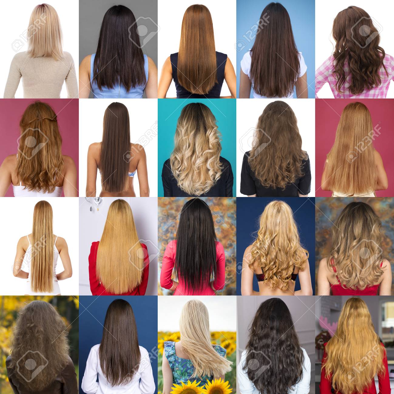 Collage Female Hair Different Types Of Female Hair Rear View