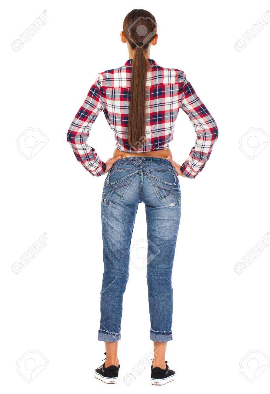 checkered blue jeans
