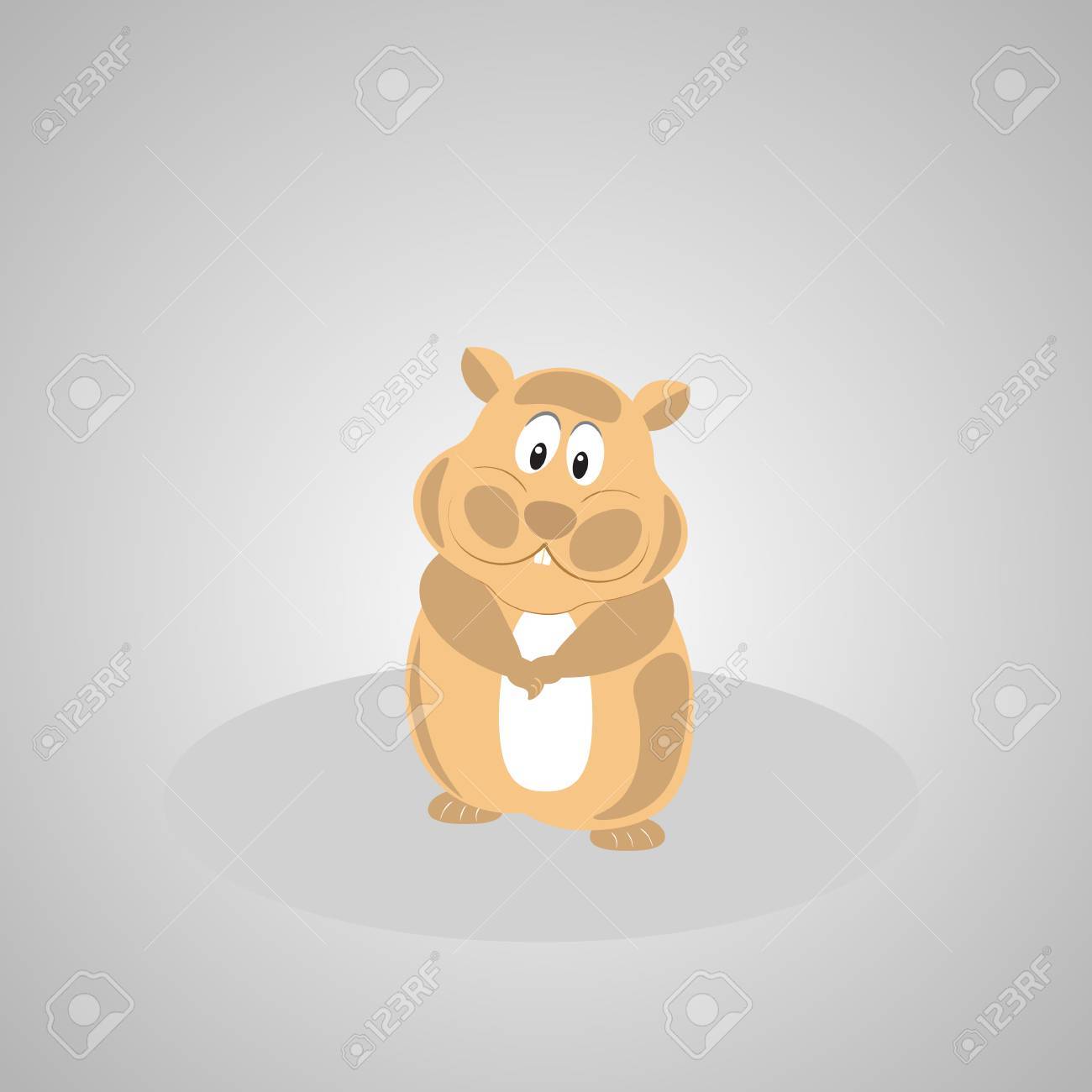 かわいいハムスターの漫画 草上に立っている陽気なハムスター のイラスト素材 ベクタ Image