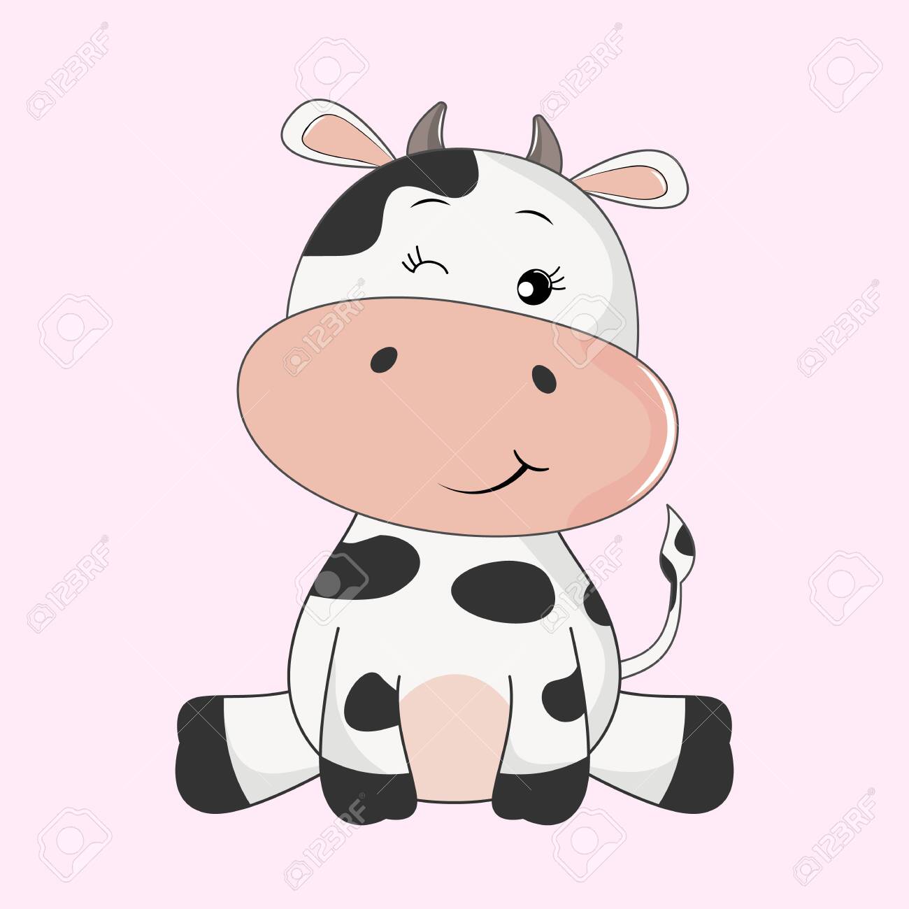 Hand Drawn Vector Illustration Of A Cute Funny Cow. Royalty Free SVG,  Cliparts, Vectors, and Stock Illustration. Image 123288330.