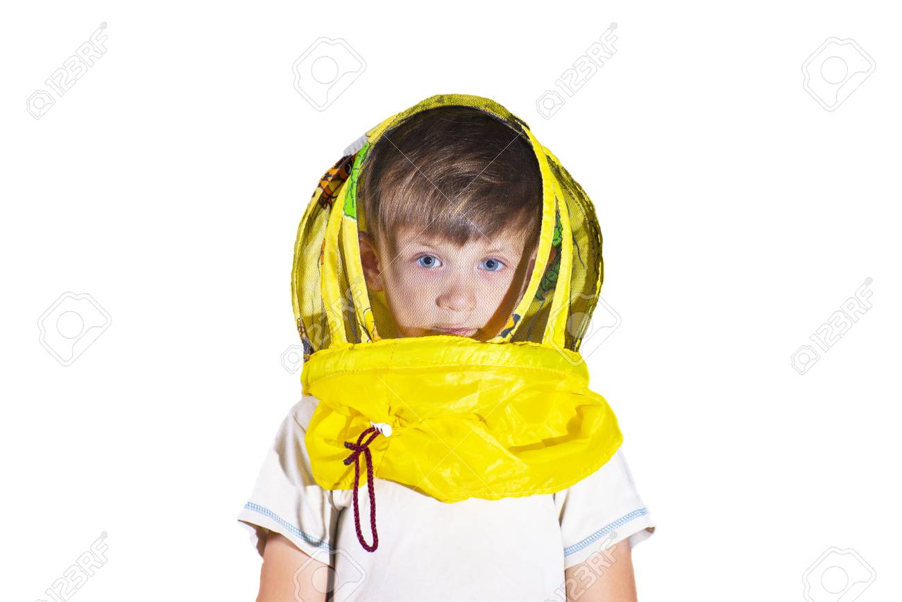 Download A Boy In A Yellow Mask From Bees On An Isolated Background Stock Photo Picture And Royalty Free Image Image 105064371 PSD Mockup Templates