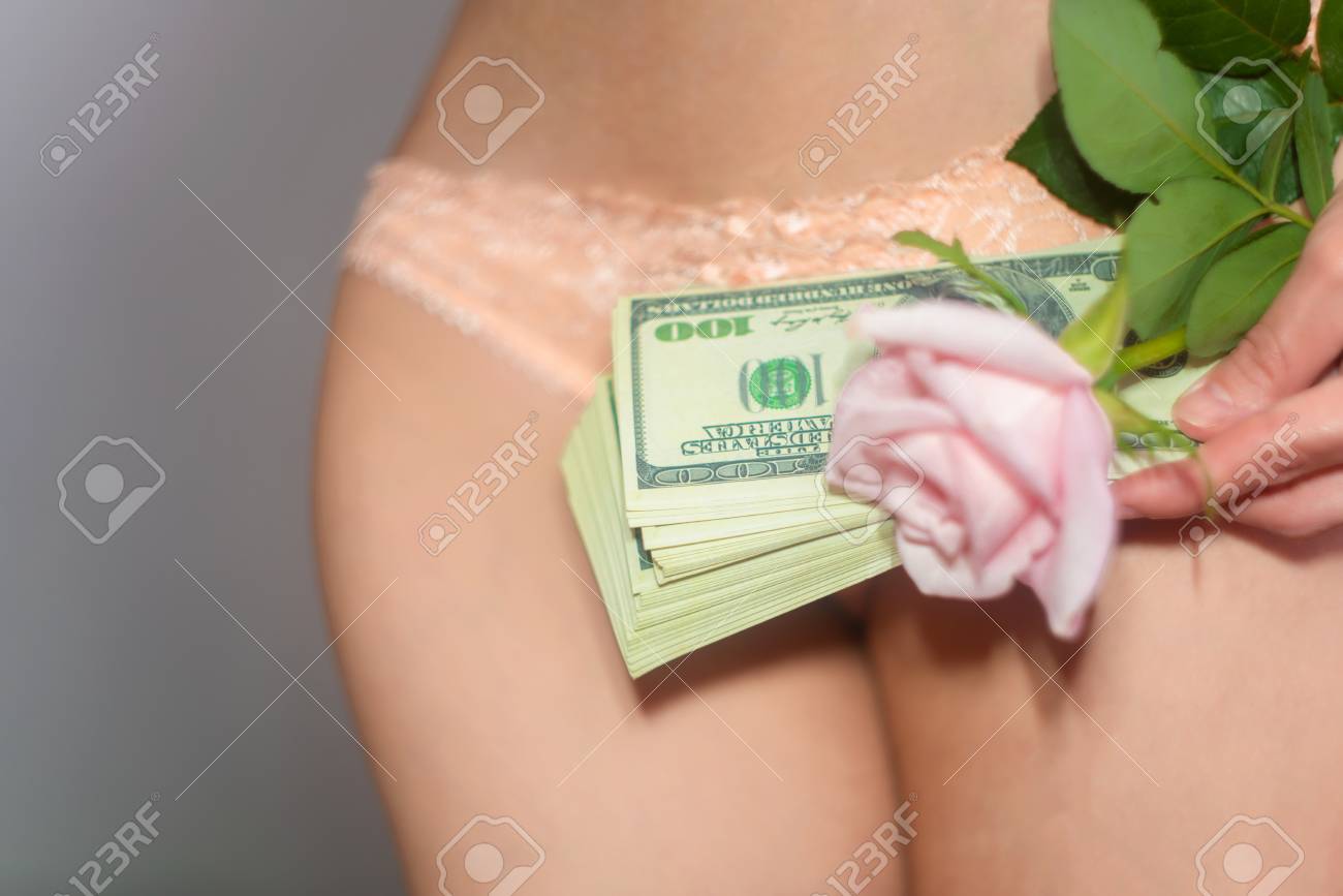 Sexy Girl In Pink Panties Holding A Wad image